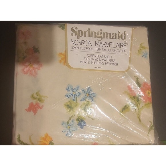 Springmaid Bedding Vintage Springmaid Marvelaire Queen Flat Sheet